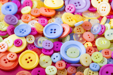 brightly coloured retro and vintage plastic buttons