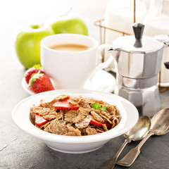 Multigrain healthy cereals with fresh strawberry