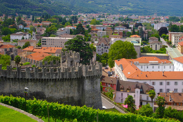 Fototapeta na wymiar Scenic view of Bellinzona, Ticino, Switzarland
