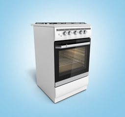 Gas stove 3d render on blue background