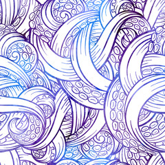 Vector violet tentacles seamless pattern