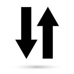 Icon black pointers down up black on a white background