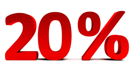 Red 3D 20 percent text on white