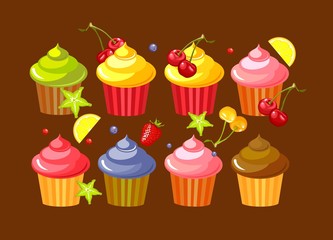 set fruit cupcakes