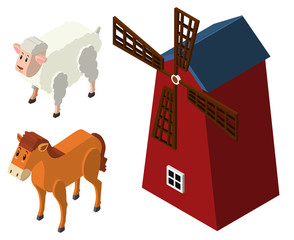 3D design for farm animals and windmill