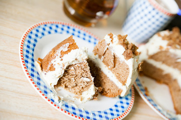 Sweet cake with cocoa and cream cheese
