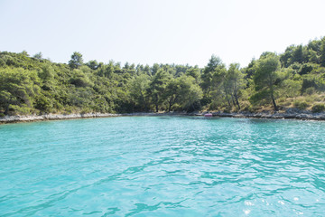 Beautiful landscape with sea bay and blue sky