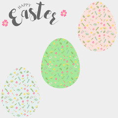 Easter eggs, set of Easter eggs with floral pattern.