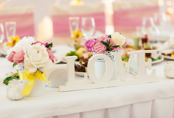 Wedding decoration on the table