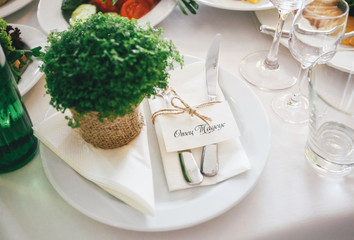 Wedding decoration on the plate