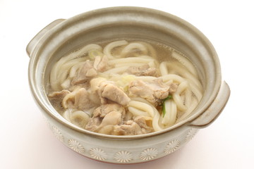 Japanese food, chicken and udon noodles