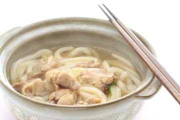 Japanese food, chicken and udon noodles