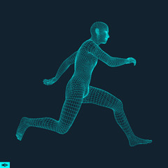 3d Running Man. Design for Sport. Vector Illustration. 