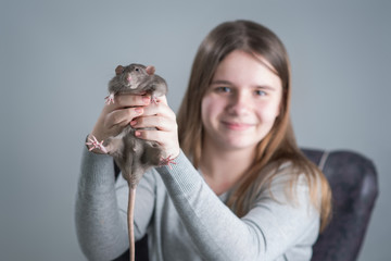 Girl with rat friend