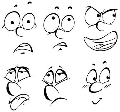 Six different facial expressions