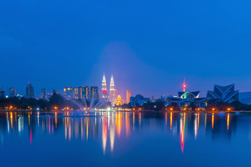 Fototapeta na wymiar Night view of Kuala Lumpur city skyline