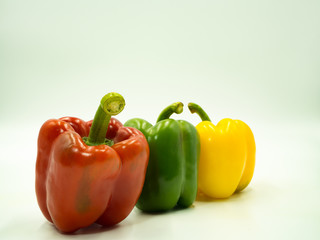 Paprika on white background, sweet pepper, bell pepper