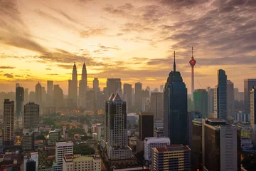 Fotobehang Downtown Kuala Lumpur skyline at twilight © f11photo