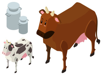 3D design for two cows and milk tanks