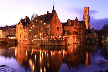 Fototapeta na wymiar Sunset photo of Bruges City in Belgium