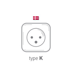 Sockets icon. Type K. AC power sockets realistic illustration. Different type power socket set, vector isolated icon illustration for different country plugs.