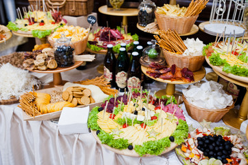 Chips with different beer on wedding reception.