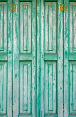 Old Green Wooden Window Shutters