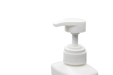 Gel, Foam or Liquid Soap dispenser pump plastic bottle on white baclground.