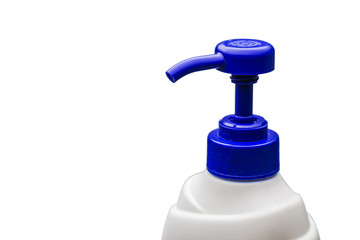 Gel, Foam or Liquid Soap dispenser pump plastic bottle on white baclground.