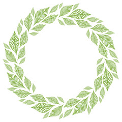 Fototapeta premium Vector circle frame, wreath made of leaves. Circle decoration.