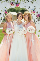 Bride with bridesmaids
