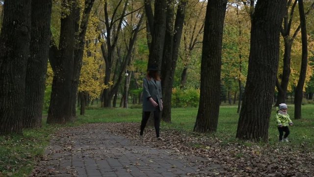 Mom and daughter in the park