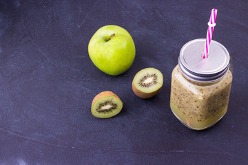 Smoothie in glass bottle