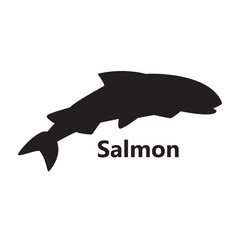 Fish salmon isolated on the white background black text without