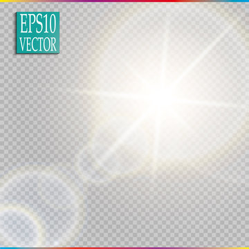 Vector transparent sunlight special lens flare light effect. Sun flash
