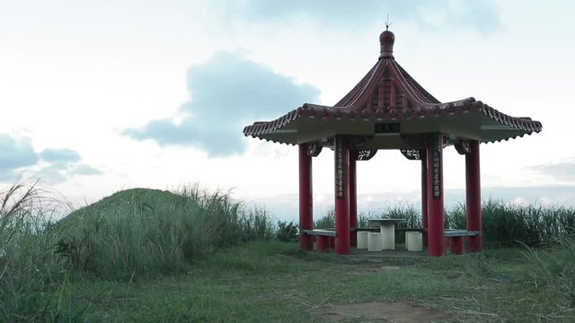Chinese pavilion view from the TeaPot Mountain Jinguashi town in New Taipei City, Near to Jishan Ruifang District, Attractions in Xinbei, Taiwan-Dan