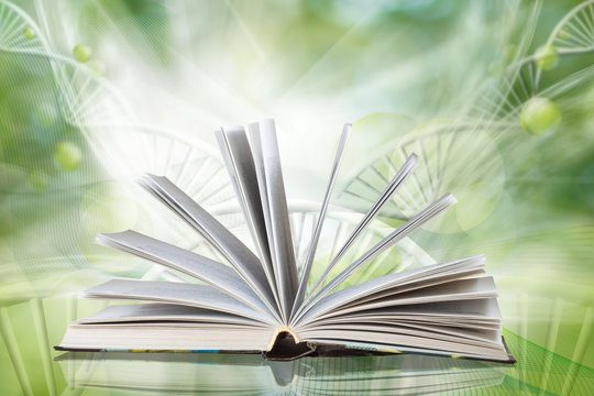 book on  DNA genetic chain background