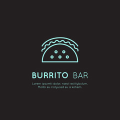 Vector Icon Style Illustration Card Neon Acid Logo of Fast Food Shop, Urban Place, Burrito, Burger, Sandwich or Hot Dog Bar, Simple Isolated Symbols for Web and Mobile App