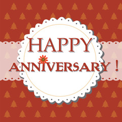 Red greeting with the text happy anniversary written with red letters
