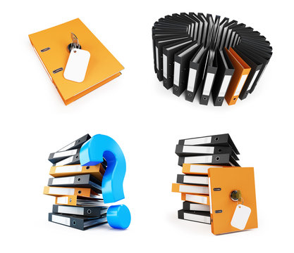 Office folder set on a white background 3D illustration
