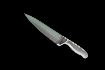 Professional kitchen knives isolated on black background