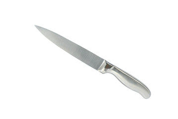 Professional kitchen saw knives isolated on white background