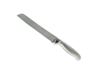 Professional kitchen saw knives isolated on white background