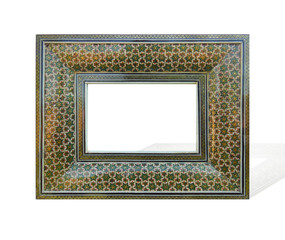 Orient style incrusted antique frame isolated on white background. Suitable for art decoration.