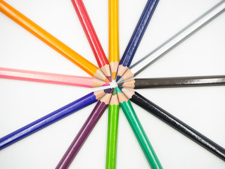 Fototapeta premium Colored pencil on white background