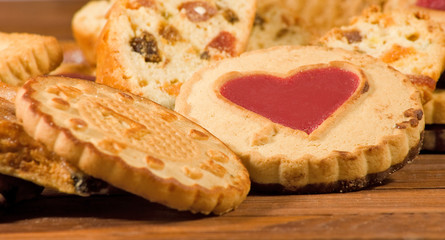different delicious cakes close-up