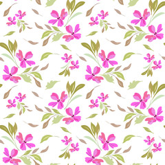  Seamless pattern with flowers violets and foliage.