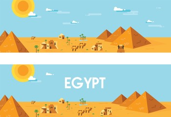 web banner. Landscape of ancient egypt. Editable Vector Illustration