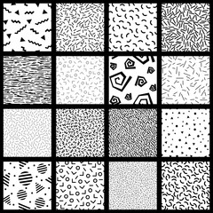 Set of basic memphis style patterns