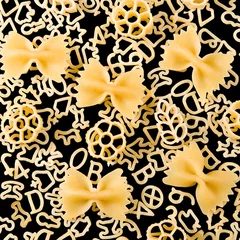 Tuinposter image of many raw pasta closeup © cooperr